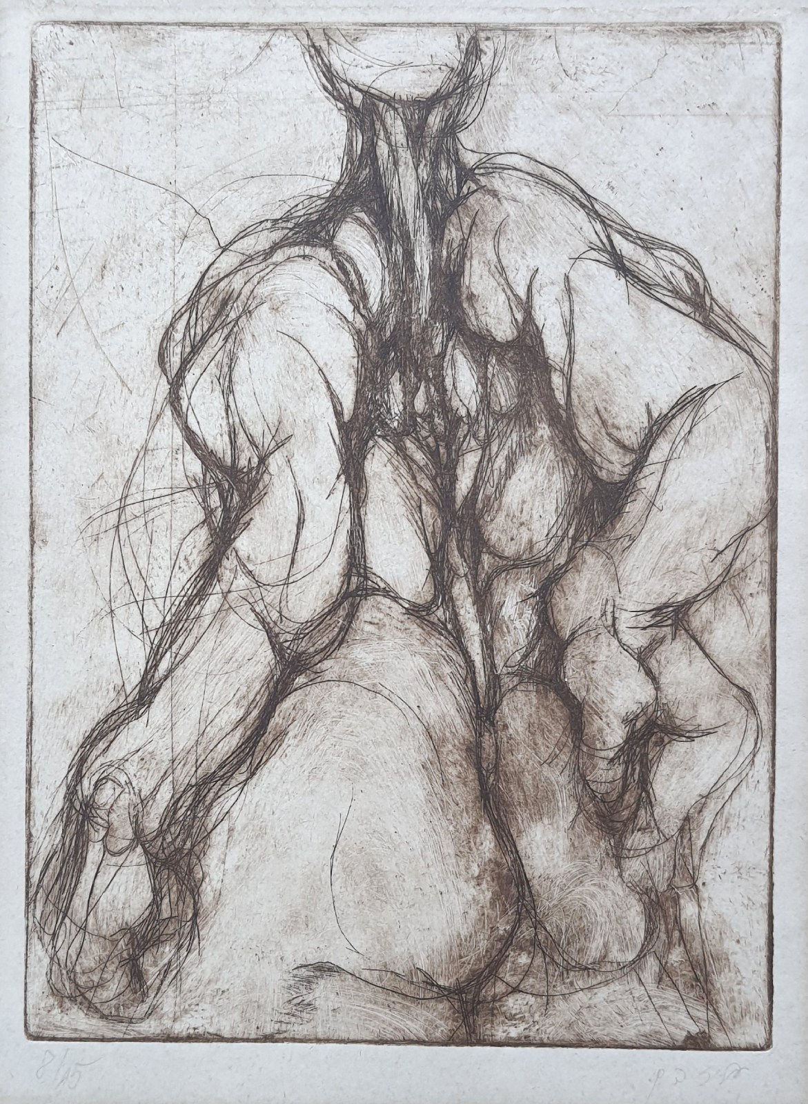 Aliza Bak Original Female Nude Back Study Limited Edition Signed Etching | Gallery Aviv