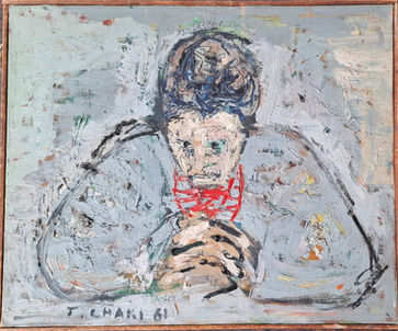 Yehouda Chaki Original 1961 Oil Painting Portrait of a Man Impasto | Gallery Aviv