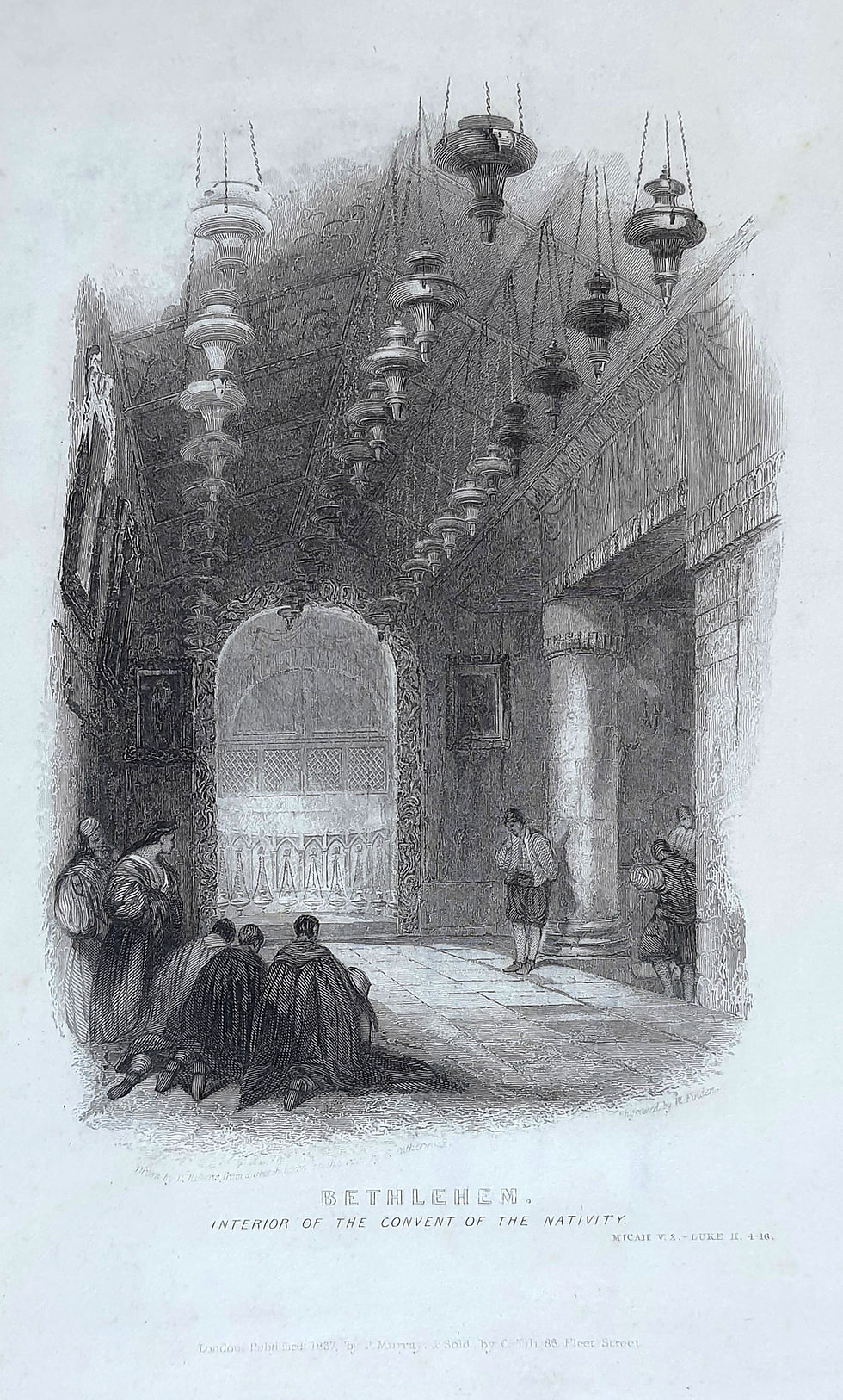David Roberts Bethlehem Interior of the Convent of the Nativity Eighteen Thirty Six Antique Steel Engraving Finden | Gallery