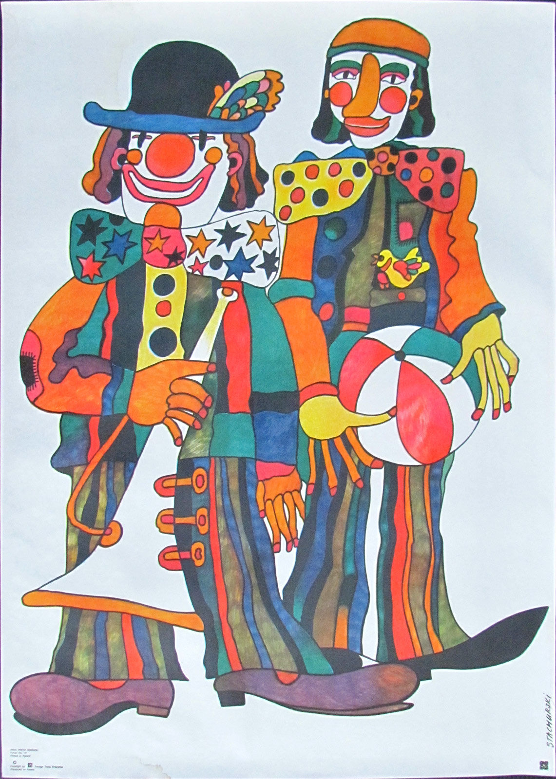 Stachurski Cyrk Poster Original Vintage Polish Circus Clowns Lithograph Art | Gallery Aviv