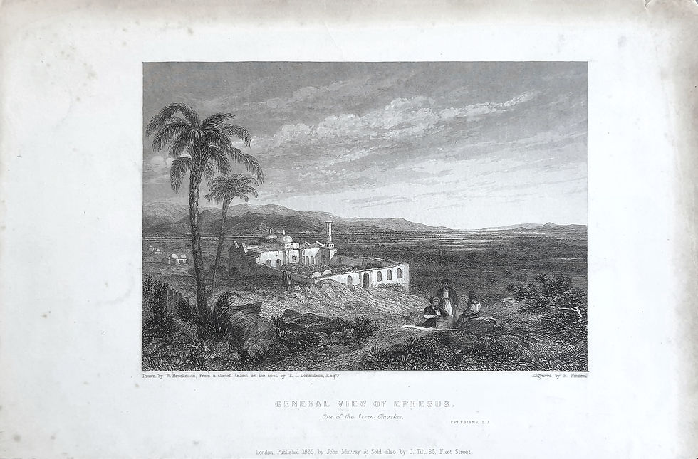 Thumbnail: Antique General View Ephesus Seven Churches of Asia Palm Trees Mosque Landscape Engraving Gallery Aviv
