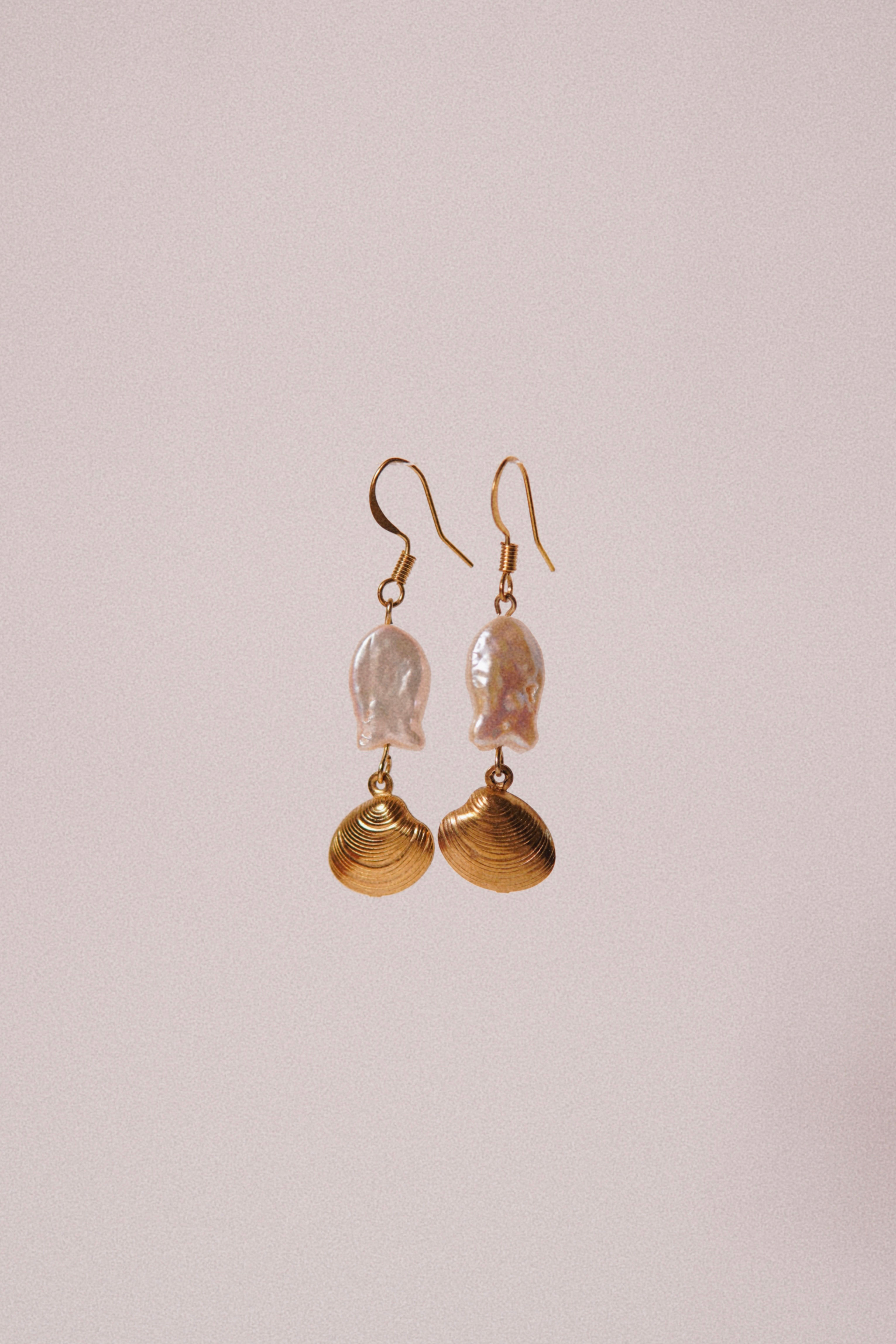 Baroque Pearl with Shell Charm Earrings 