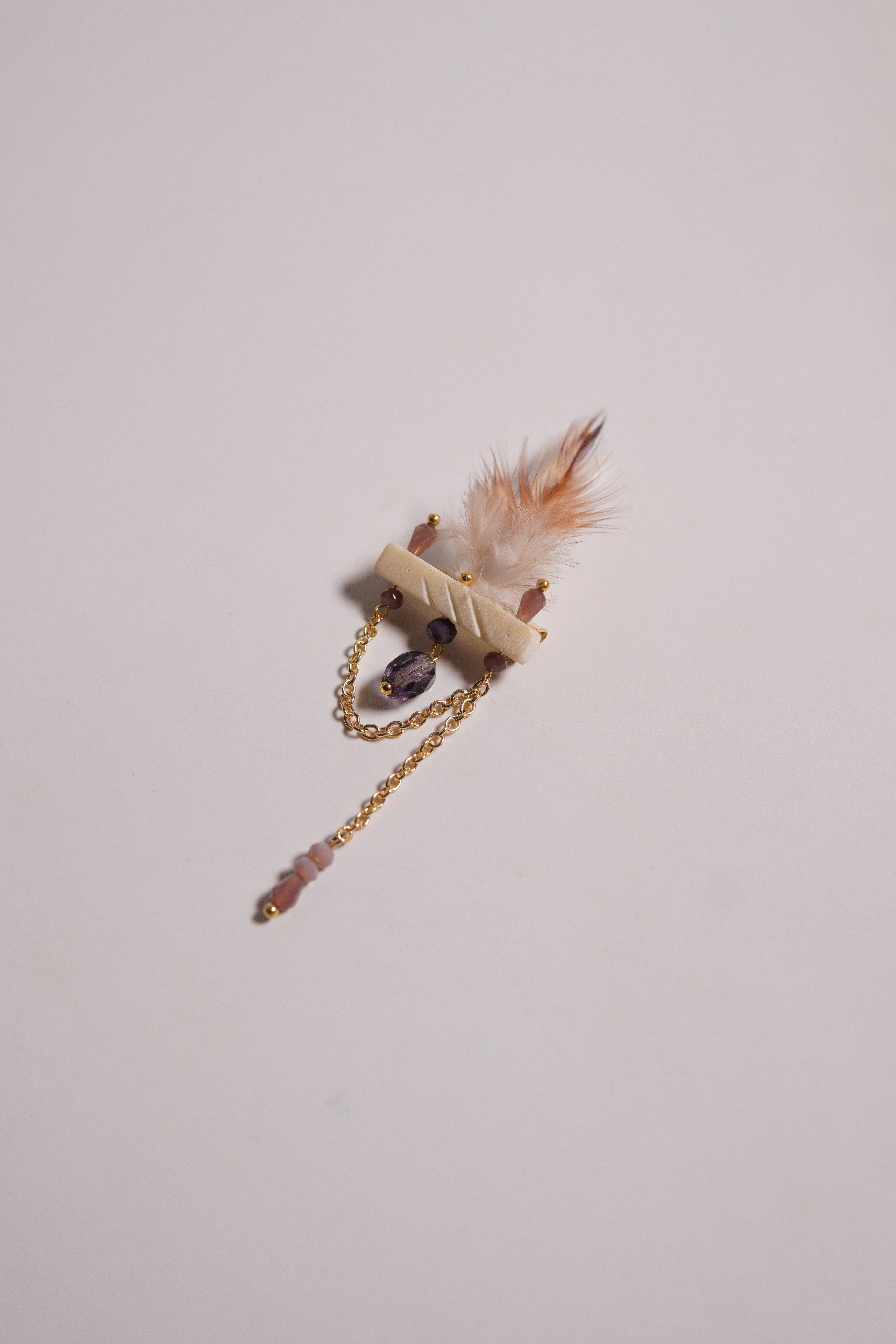 Tribal Feather Brooch - Mauve