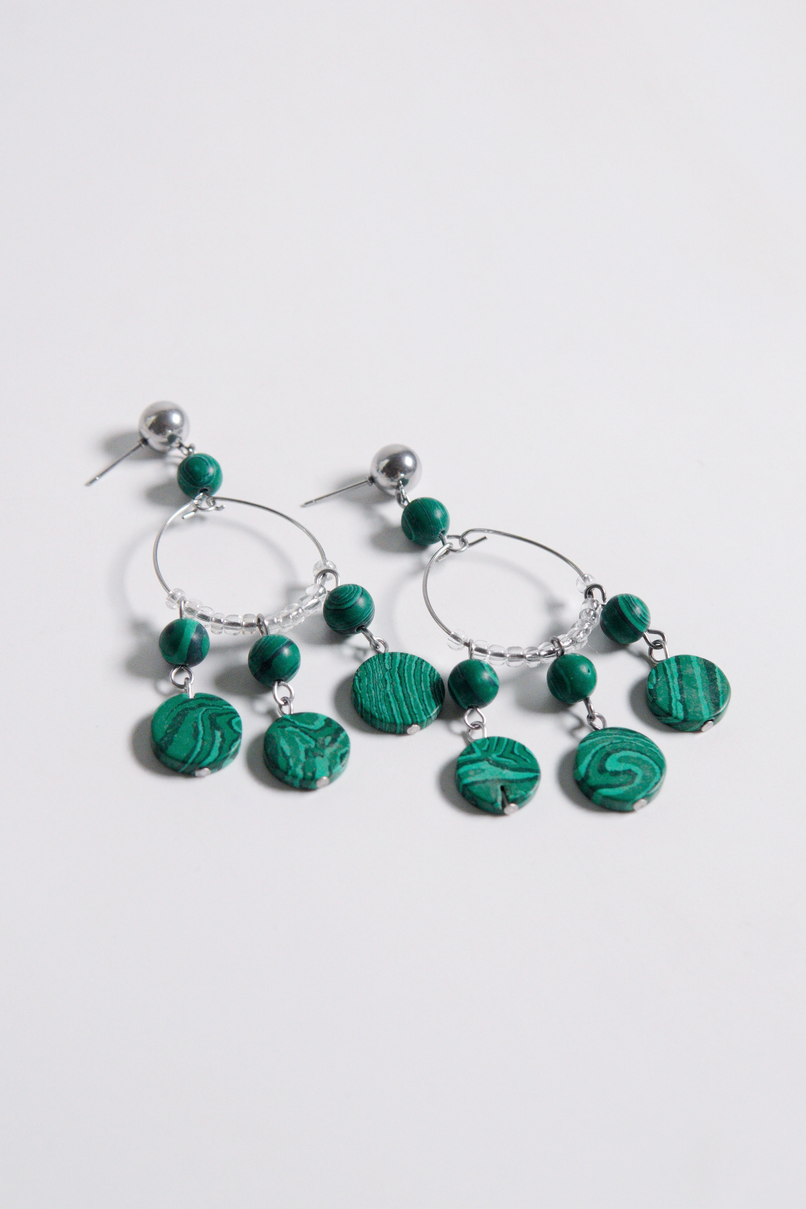 Evergreen Malachite Hoop Studs