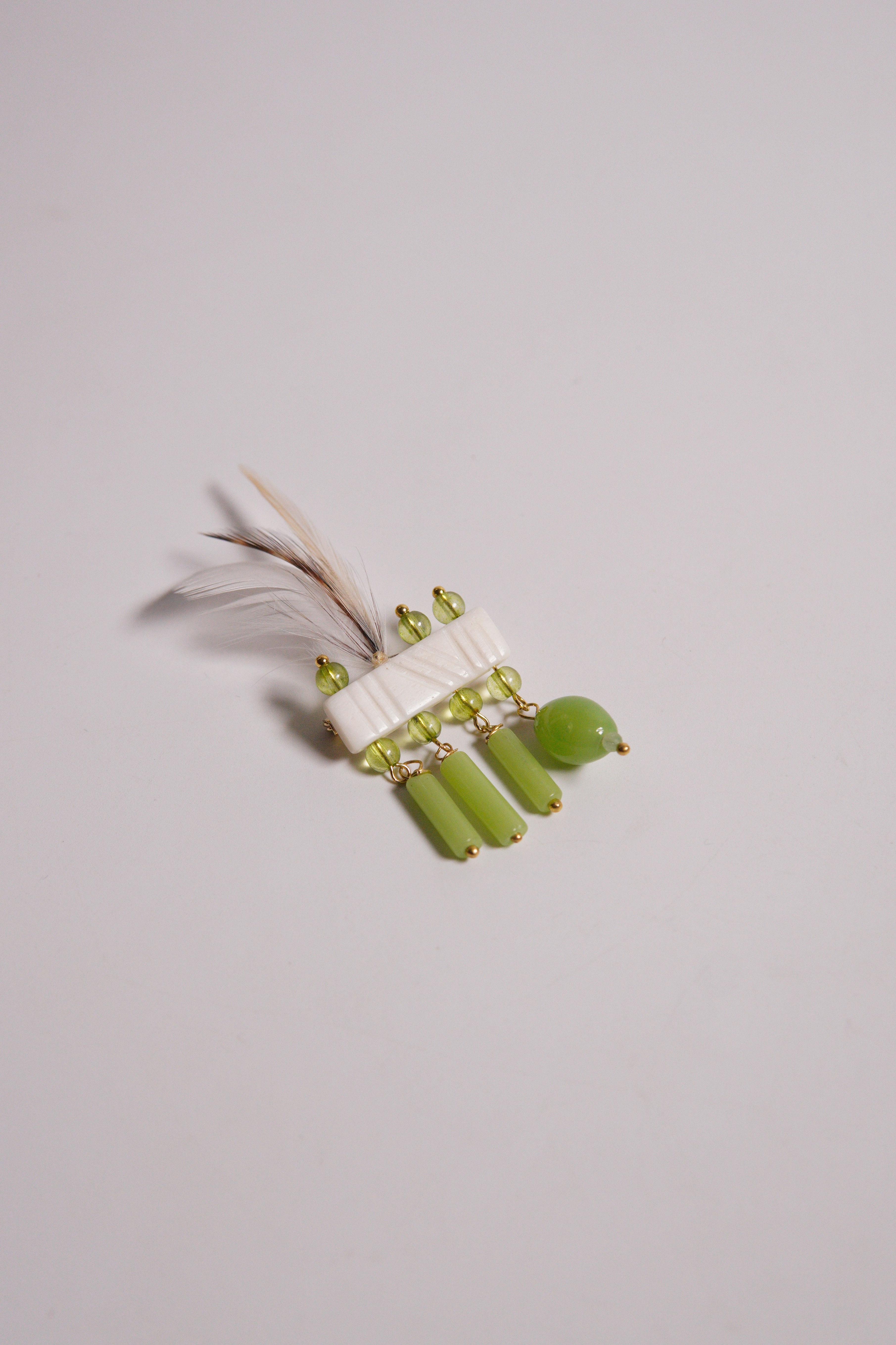 Tribal Feather Brooch - Green