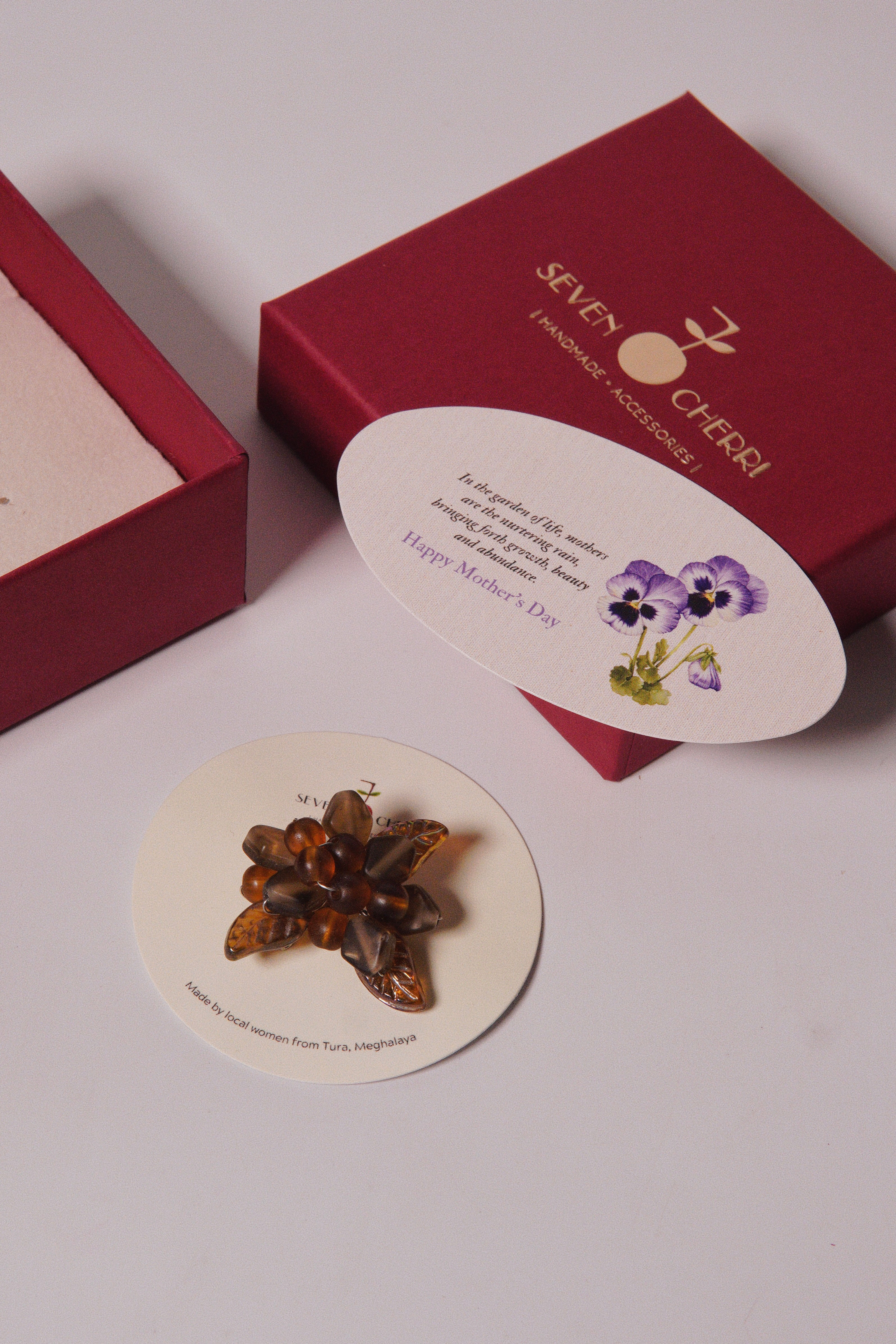 Brown Floret Brooch