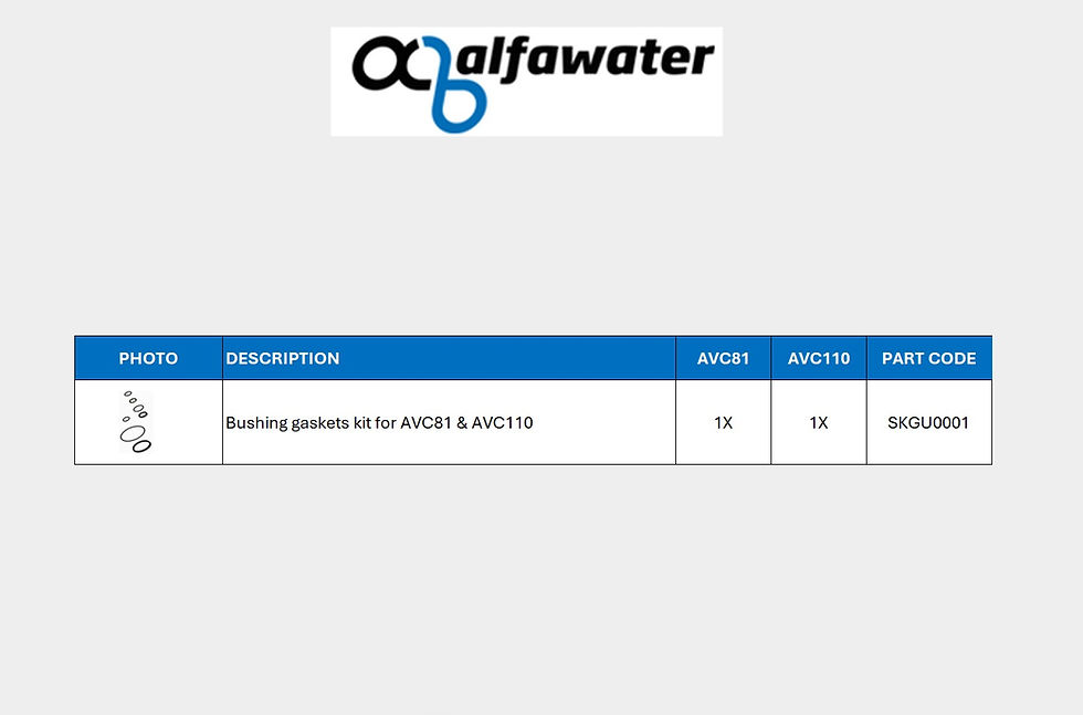 Alfa Water srl spare parts bushing gasket kit