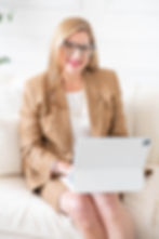 Paige using laptop, candidate