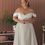 Thumbnail: tella York SY8236 Eva off-the-shoulder A-line bridal gown, highlighting the draped bodice and flowing satin skirt
