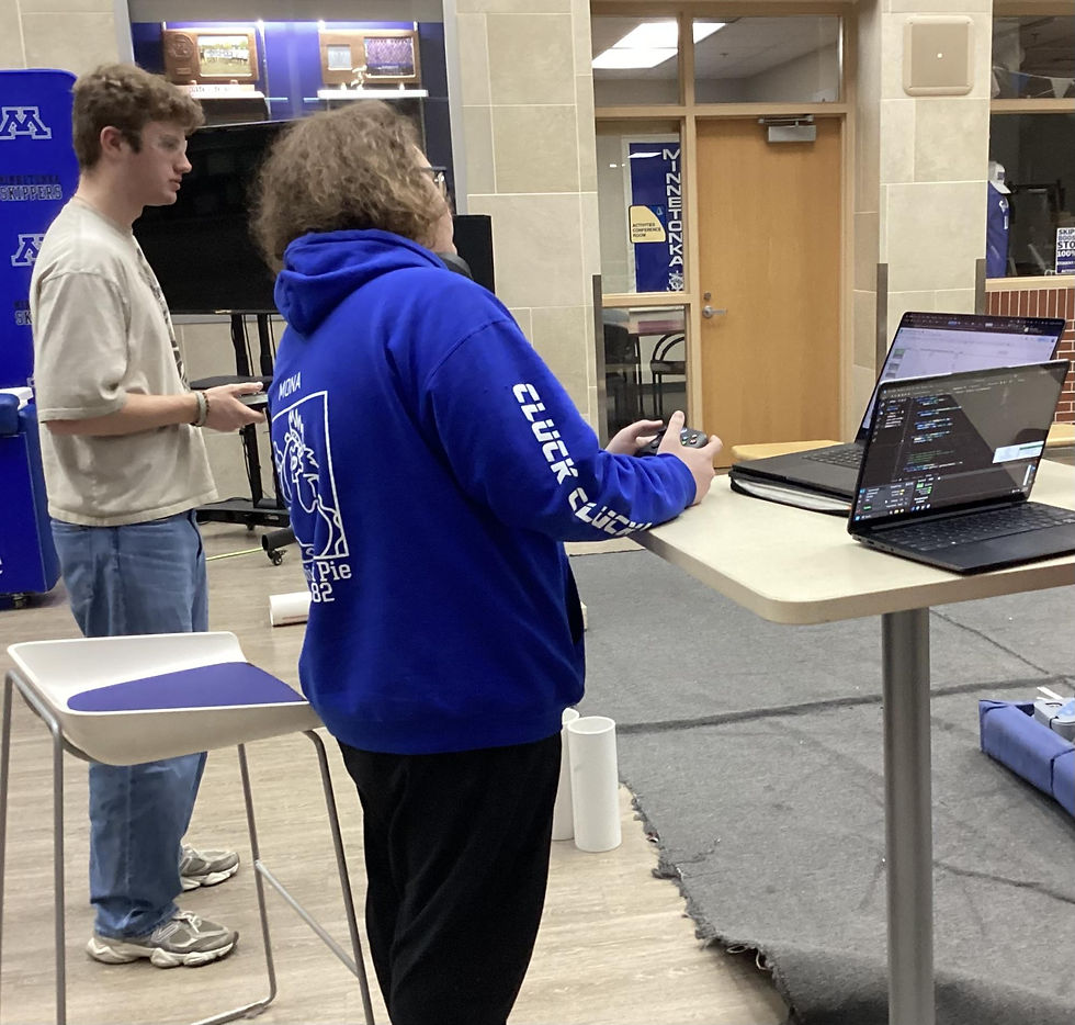 Camden controlling the robot with a Xbox controller.