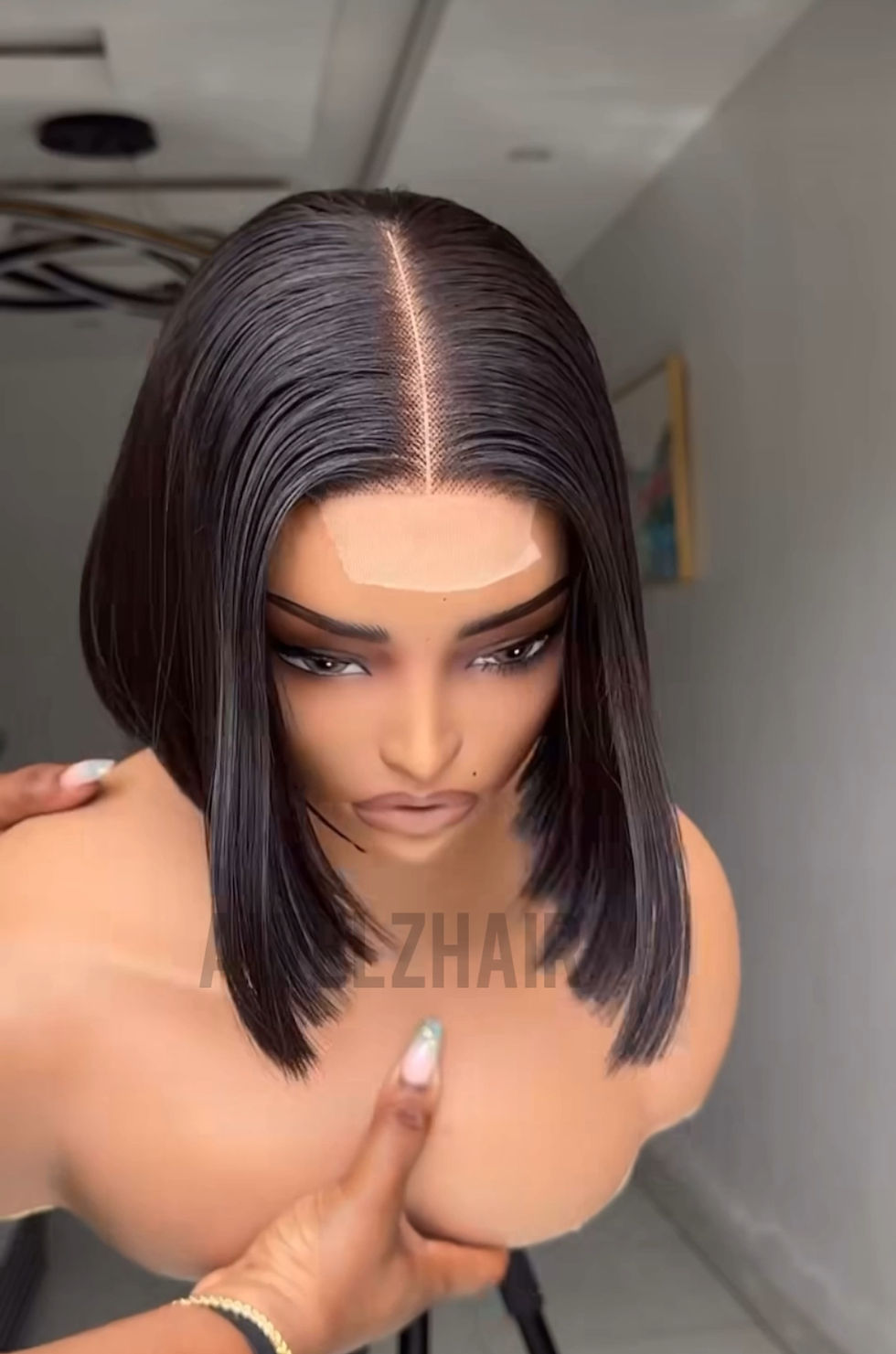 Thumbnail: Luxury raw bone straight raw human hair bob wig