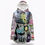 Thumbnail: All-Over Print Women's Hooded Double-Breasted Winter Coat With Fleece - Bear