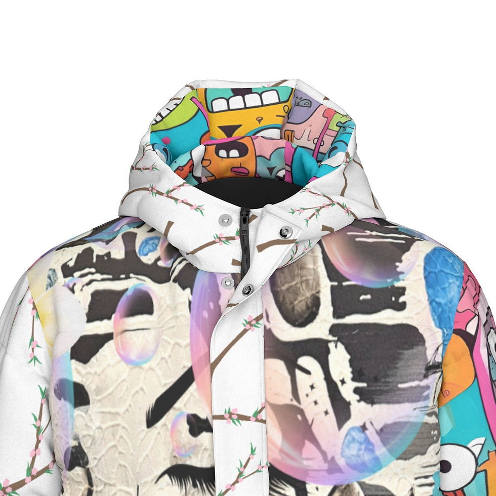 Thumbnail: All-Over Print Unisex Long Down Jacket - Spa Day