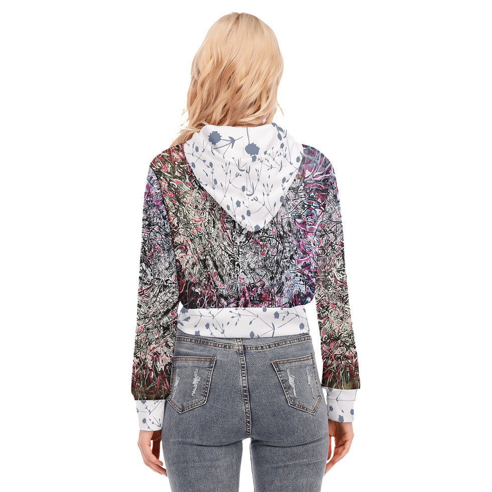 Thumbnail: All-Over Print Women's Crop Top Hoodie With Zipper Closure