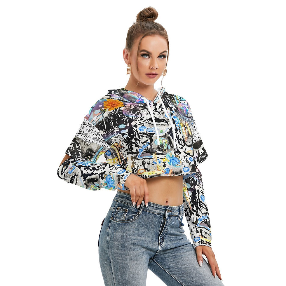 Thumbnail: All-Over Print Women's Heavy Fleece Hoodie With Hollow Out Sleeve