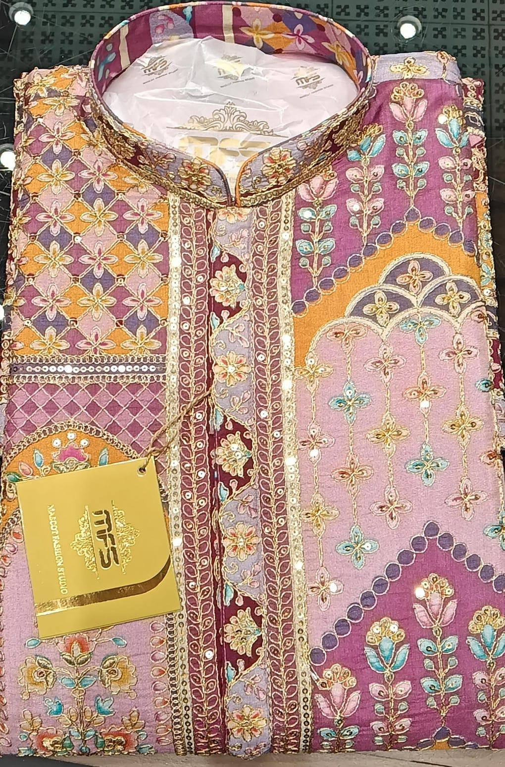 Vibrant Purple Patchwork Festive Kurta