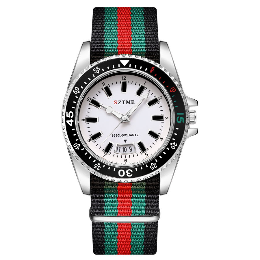 Relógio de Quartzo Masculino com Pulseira de Nylon e Função de Luz Noturna