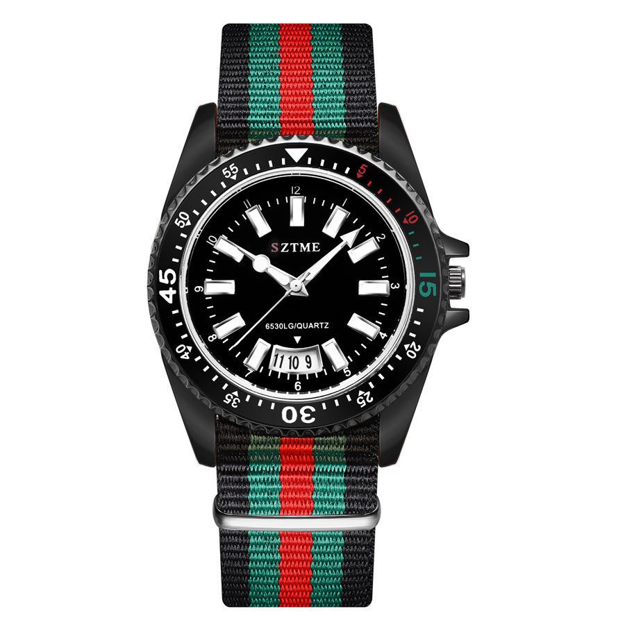 Thumbnail: Relógio de Quartzo Masculino com Pulseira de Nylon e Função de Luz Noturna