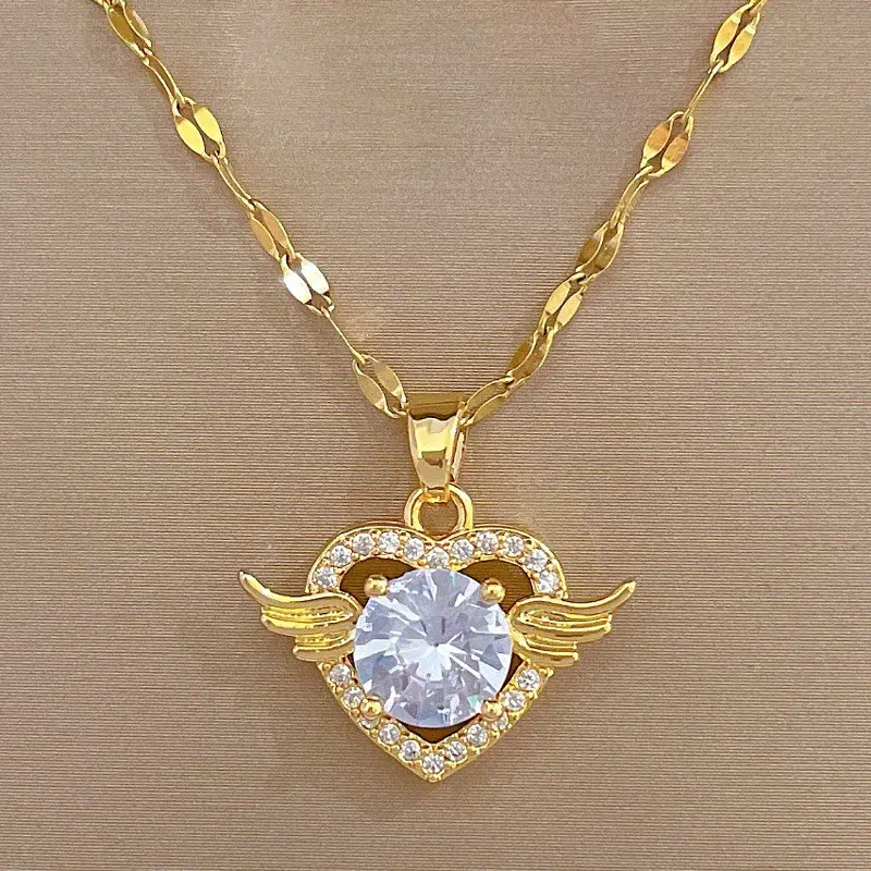 Miniatura: Colar de Coração de Zircônia em Ouro