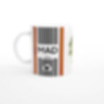 Madrid MAD mug on white background – handle on the left side.