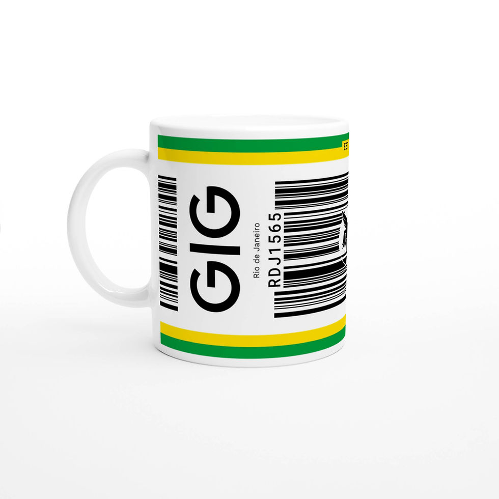 Rio de Janeiro GIG mug on white background – handle on the left side.