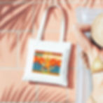 Ibiza IBZ tote bag on a sunny poolside terracotta floor.