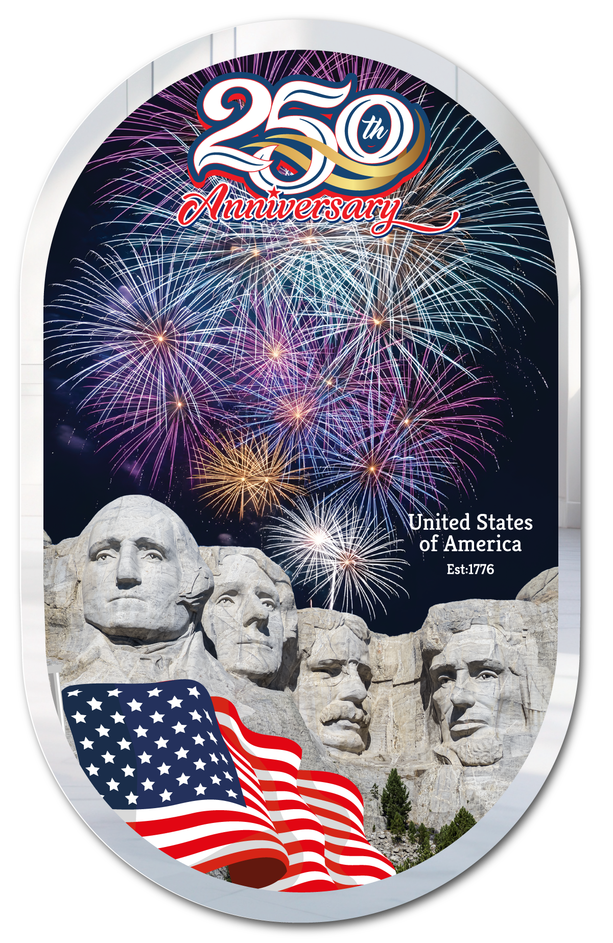 Mt. Rushmore 3 - America's 250th Birthday Mirrored Refrigerator Magnet
