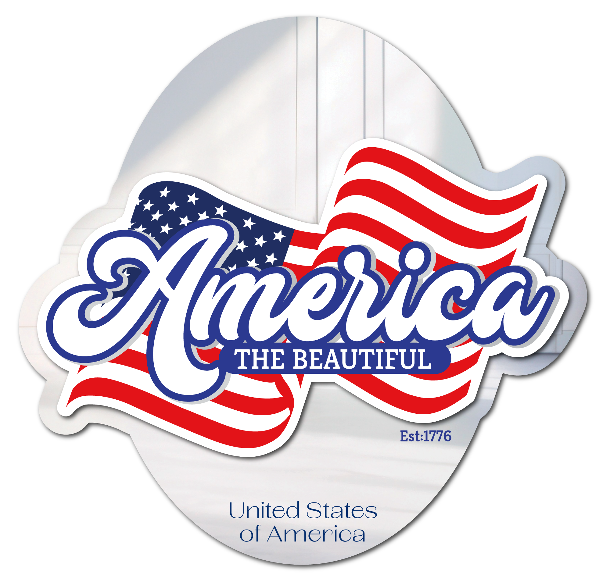 America's the Beautiful Mirrored Oval Refrigerator Magnet