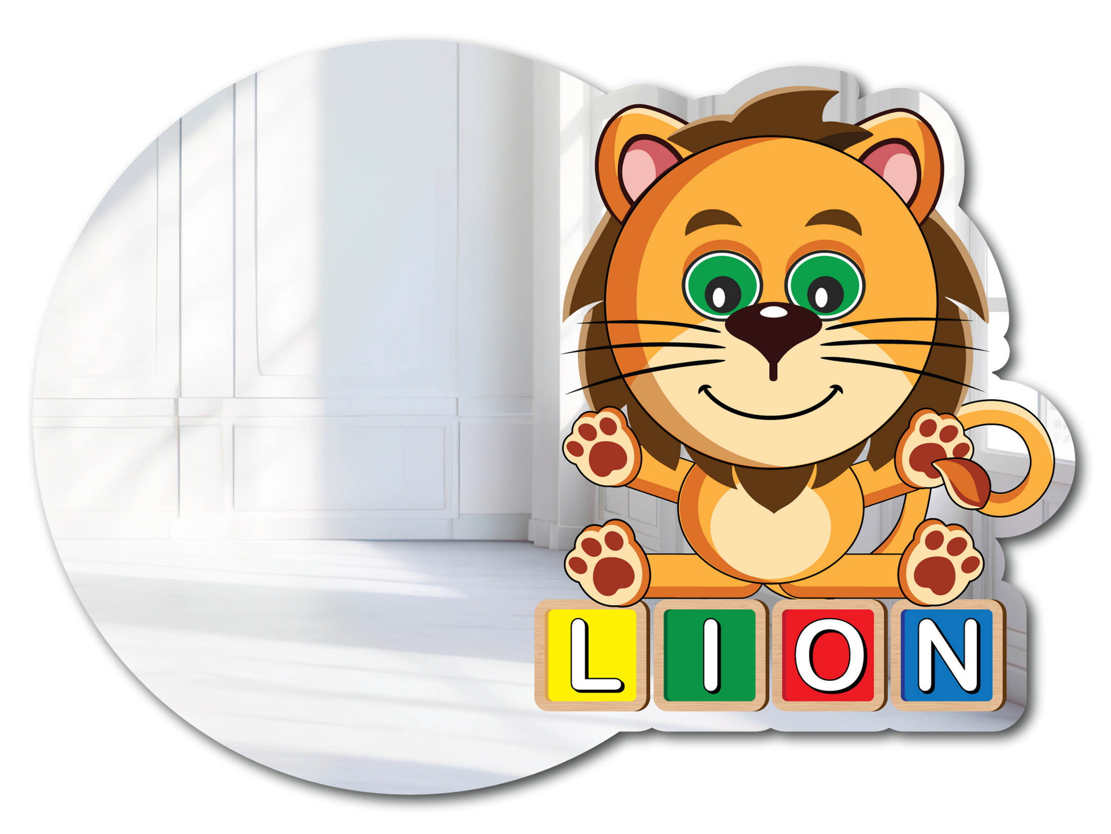 Lion Alphabet Round Mirror