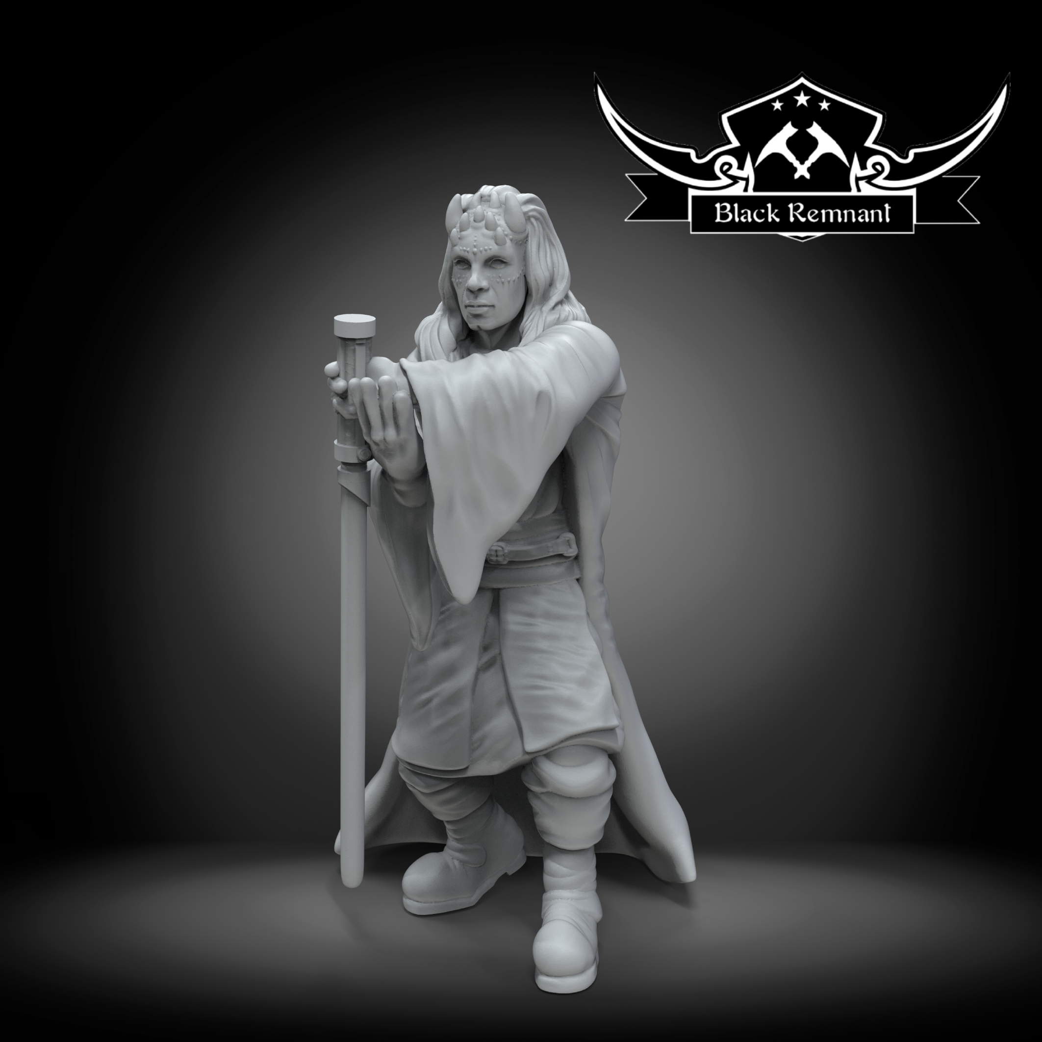 Mystical warrior with long hairs and horns | Billouprint3d