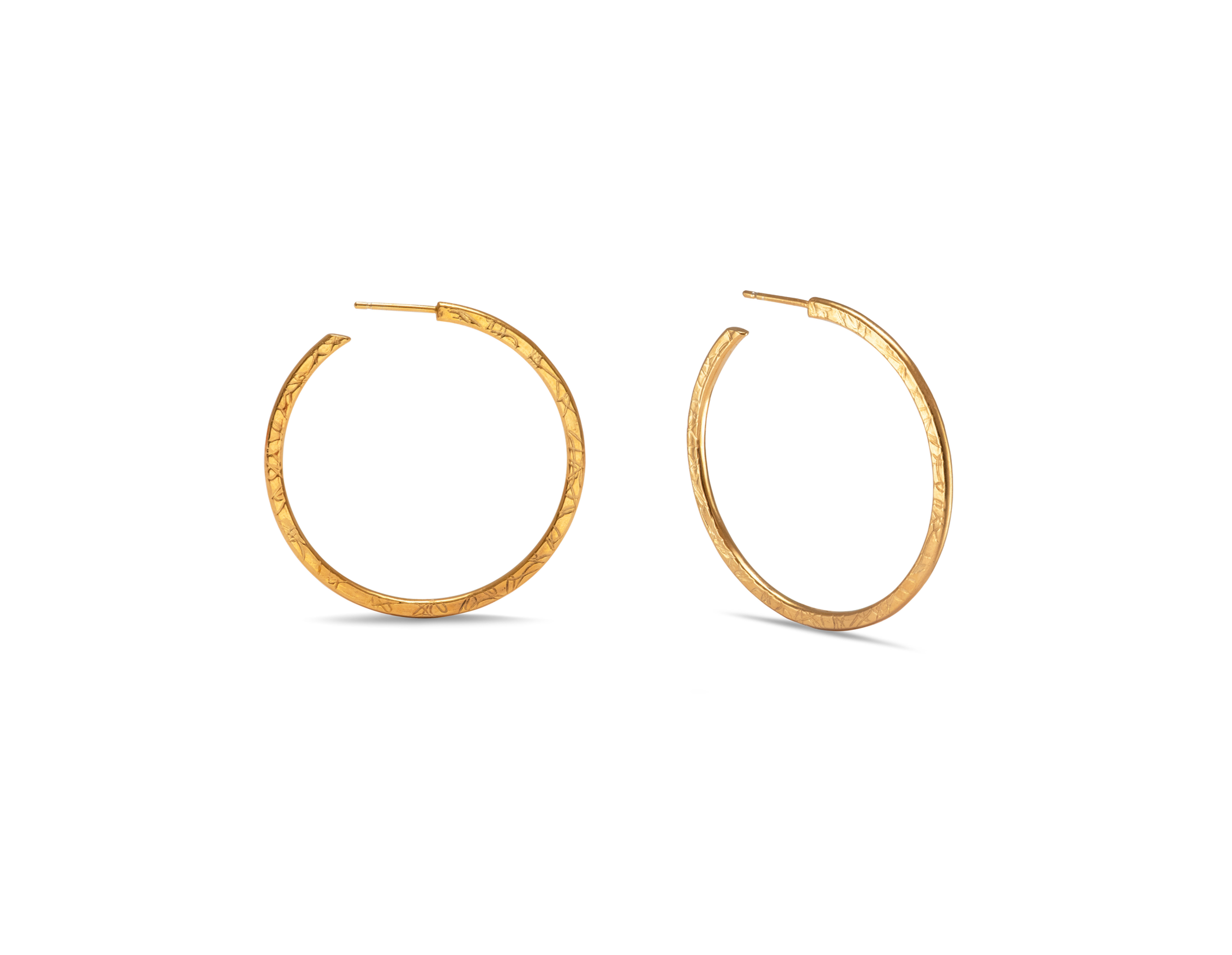 French Knit Textured, Classic 24ct Gold Vermeil Hoops