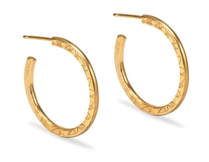 Thumbnail: French Knit Textured, Classic Sterling Silver Hoops