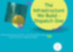 A bright teal digital campaign graphic for Professionals Who Care. On the right side, a large yellow circle contains dark green text reading: "The Infrastructure We Build - Dispatch One". In the upper left, a diagonally tilted square photograph captures a view through a dark hallway into an open doorway, where a small LED light glows directly on the wooden floor threshold. A white quote in the lower left corner reads: "The infrastructure we build is what the system assumes exists but never actually provides." Large lime-green closing quotation marks emphasize the statement, and the round white "Professionals Who Care" logo sits in the bottom right corner.