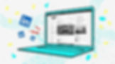 Ilustração de um laptop exibindo a interface do LinkedIn na tela, com ícones flutuantes e fundo colorido.