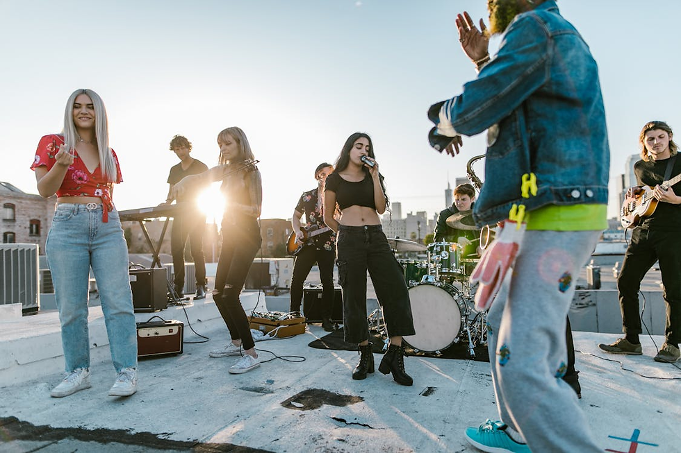 Young people performing as a band