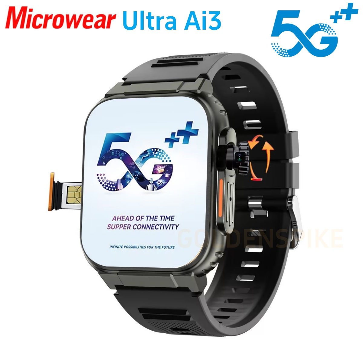 Microwear Ultra Ai3 Smartwatch 5G 180° Rotating Camera Google Play GPS WIFI 2.2