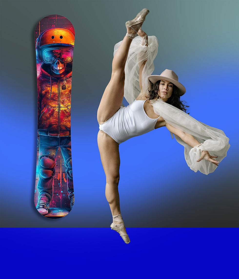 Thumbnail: Neon Skull Rider, Glossy Acrylic Snowboard Wall Art