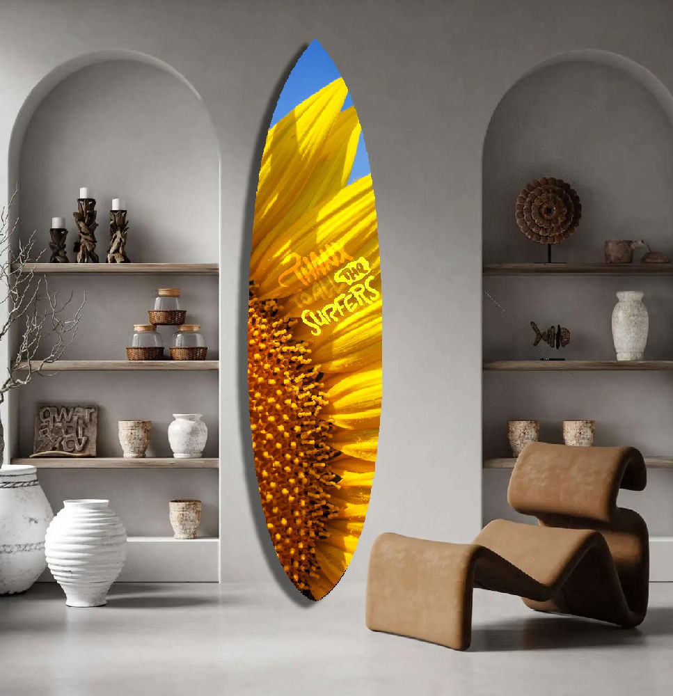 Thumbnail: Sunflower Surfboard Wall Art, Coastal Beach Decor, Acrylic Surfboard Wall Hangin