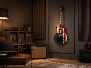 POPZEO decorative guitar wall art in a modern home music room