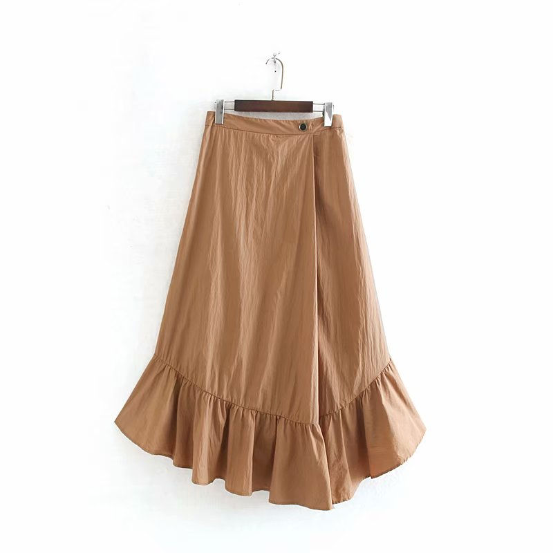 Asymmetrical design korean style women fashion basic cotton maxi long skirt