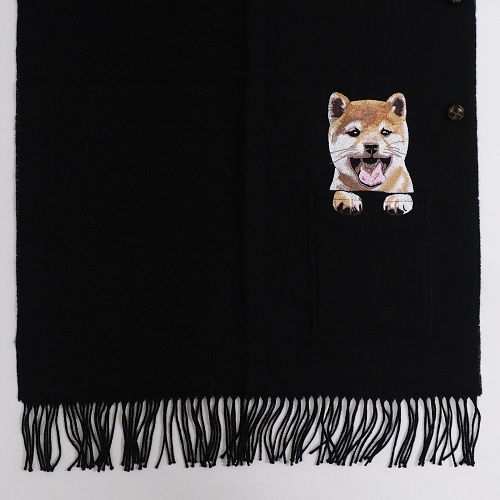 Thumbnail: 柴犬刺繡 淨色 斗篷