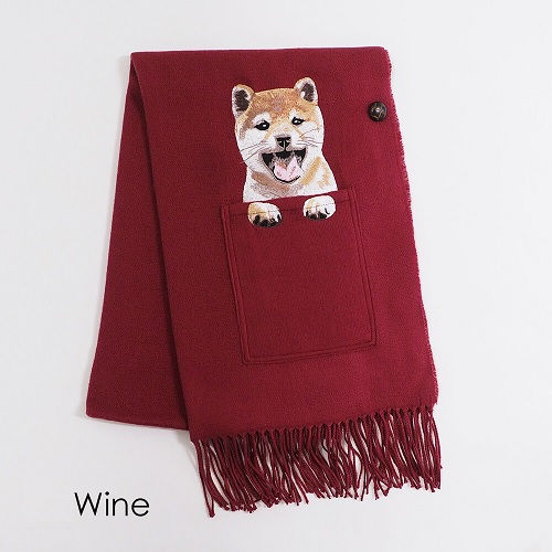 Thumbnail: 柴犬刺繡 淨色 斗篷