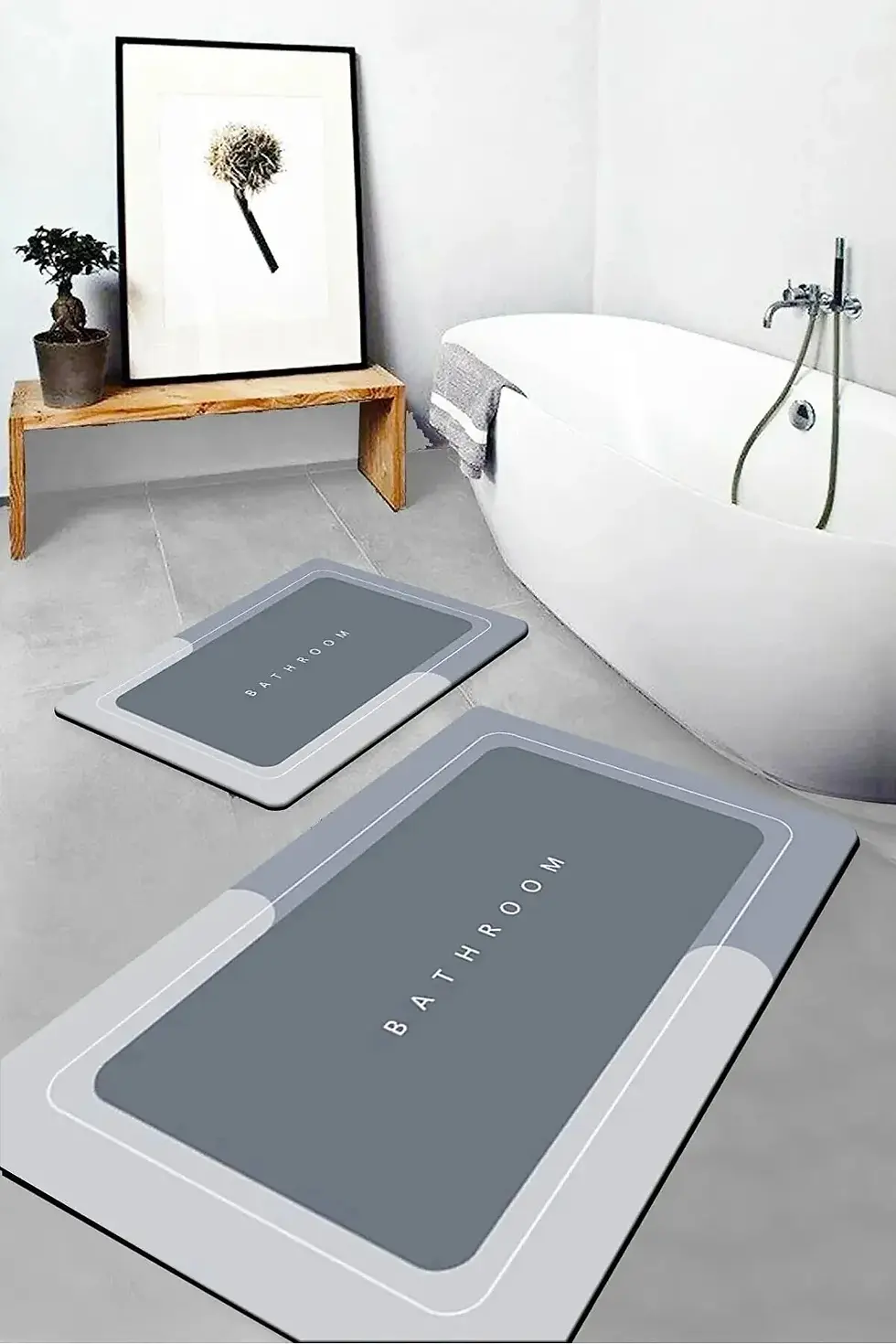Küçük resim: Sihirli Su Emici Banyo Paspası Kaymaz Tabanlı Abdest Paspası Kare 3,5 Mm 40x60