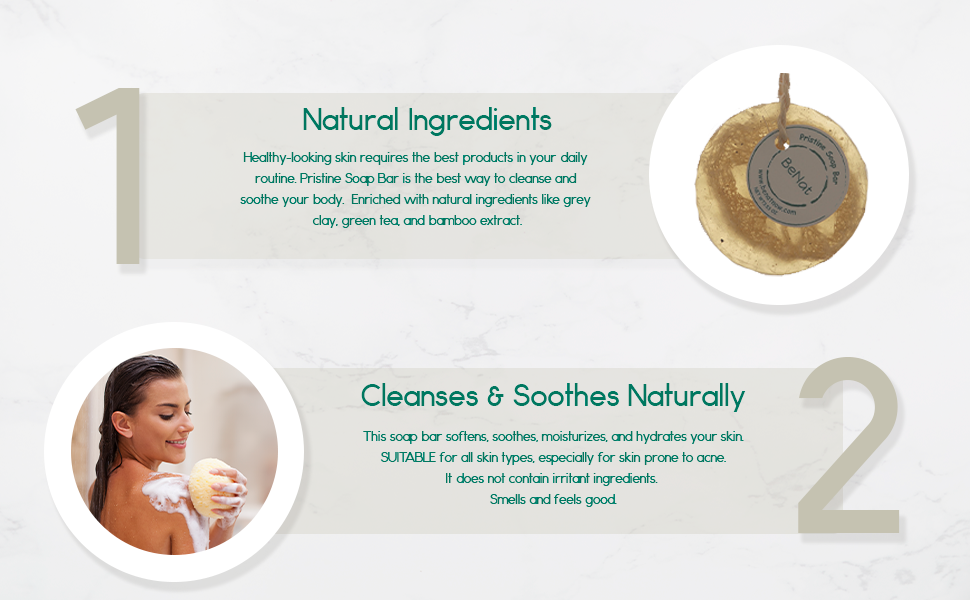 Miniatura: Pristine Soap Bar. Green Clay, Bamboo, and Green Tea.