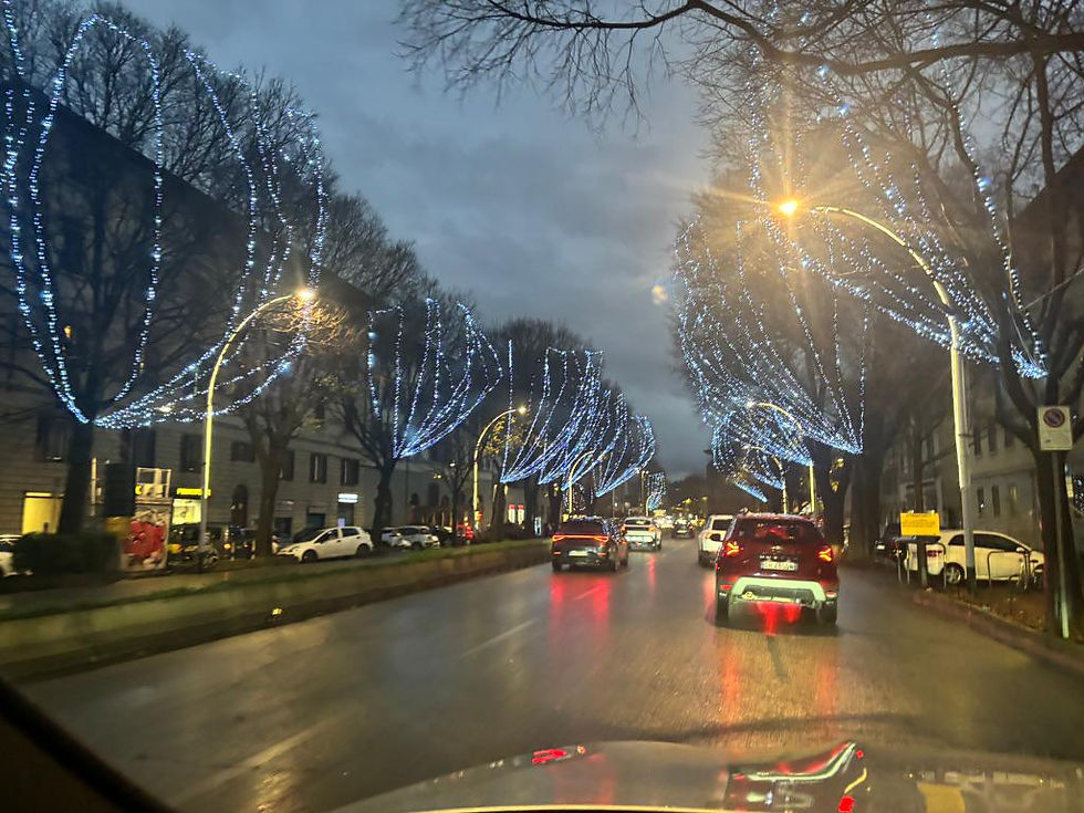 One of the central roads of Florence decked with the Christmas light and prettier in person!