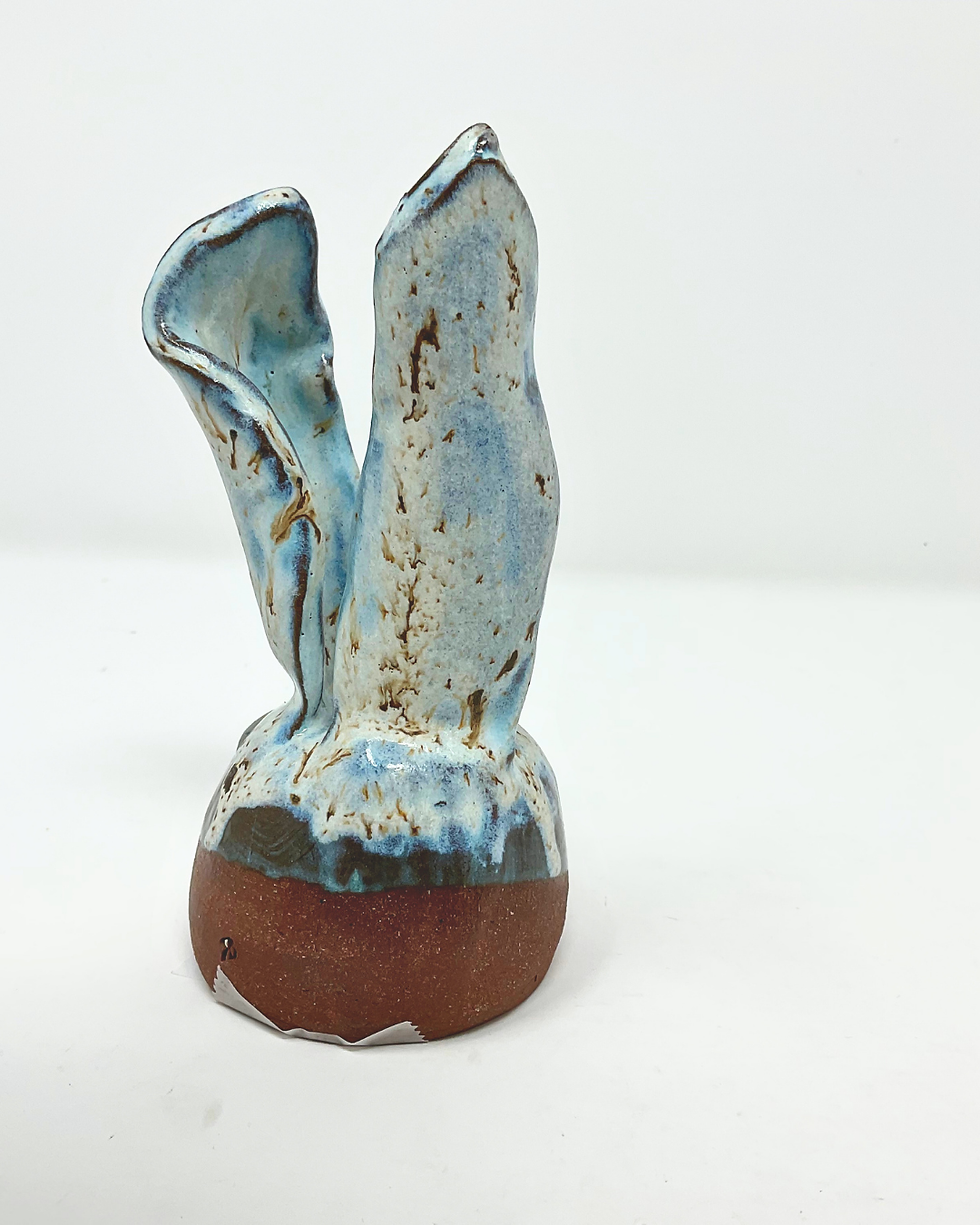 Thumbnail: Large Ceramic Bunny Ear Sculpture, 6" - Light Blue