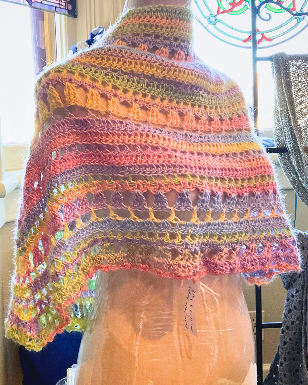 Crochet Shawl - Striped Pastel