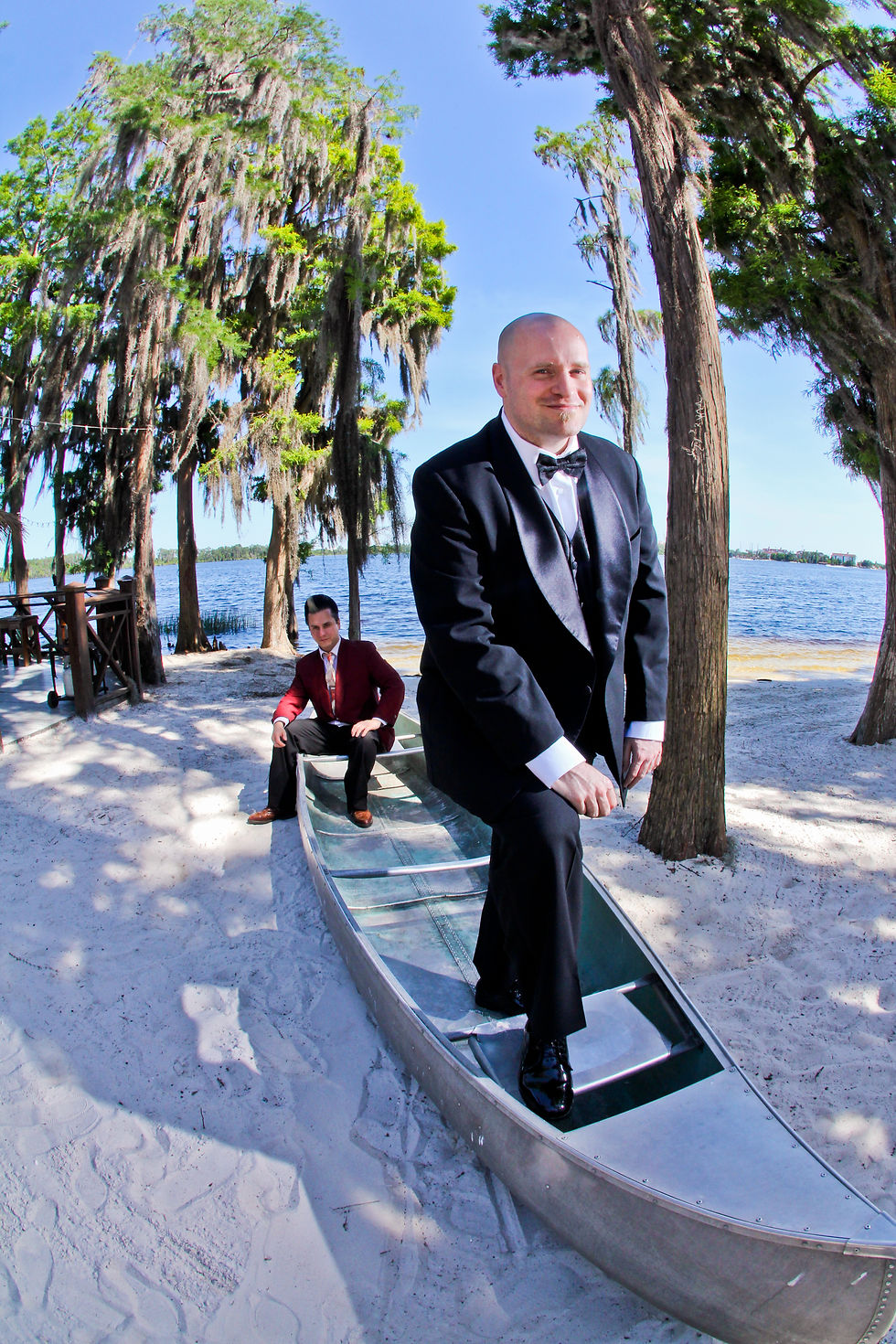 Beachside Shot of Groom and Best Man