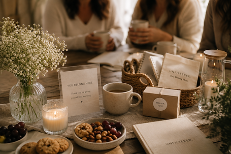 connection, refreshments, keepsakes, beautiful decor