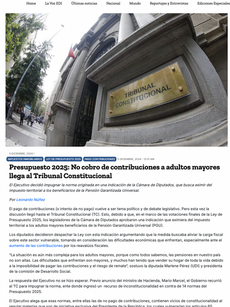 Presupuesto 2025: No cobro de contribuciones a adultos mayores llega al Tribunal Constitucional